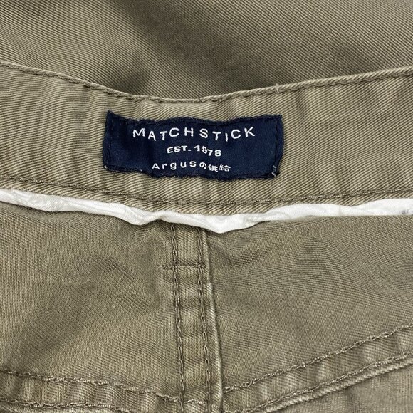 Matchstick Mens Sz XL/34 Olive Green Straight Leg Cotton Chino Pants 5 Pocket - Picture 5 of 8